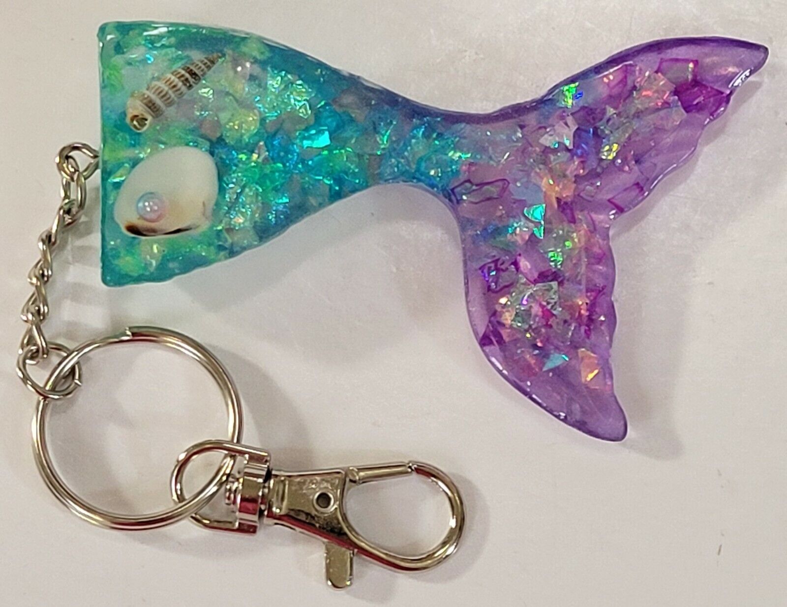 Mermaid Tail Keyring Keychain Resin Shells Key Ring Chain Handmade
