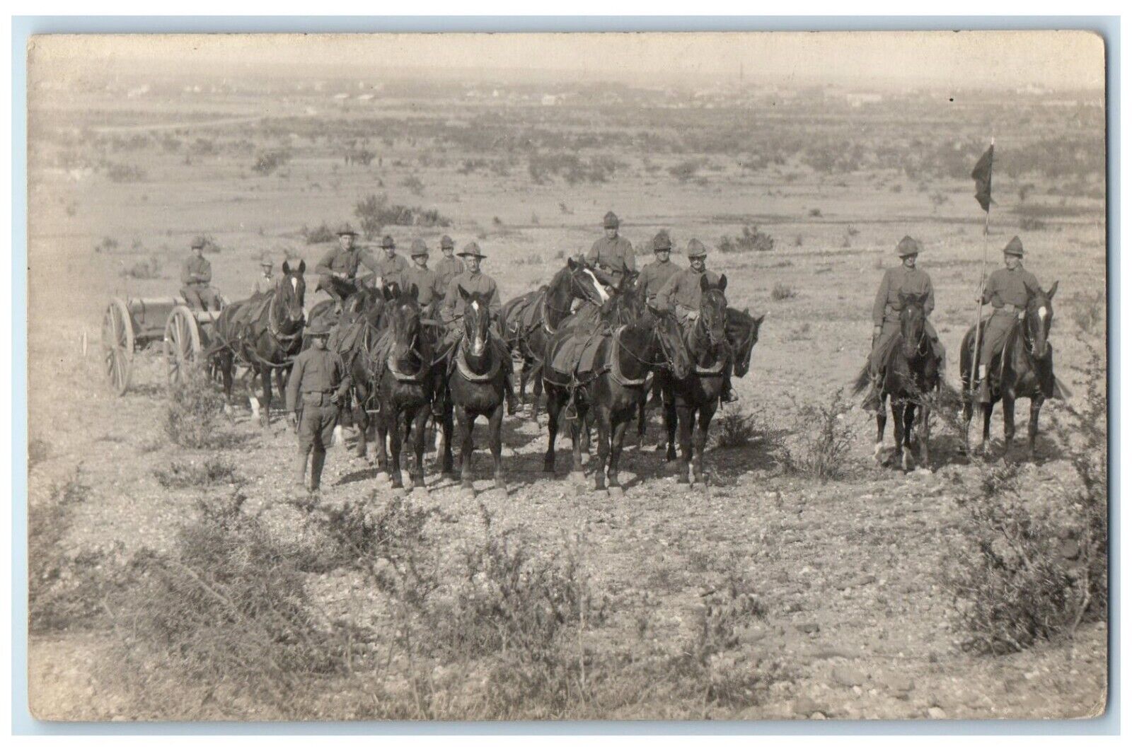 c1910's Military Maneuvers Horse Wagon Southern USA Texas TX RPPC Photo Postcard
