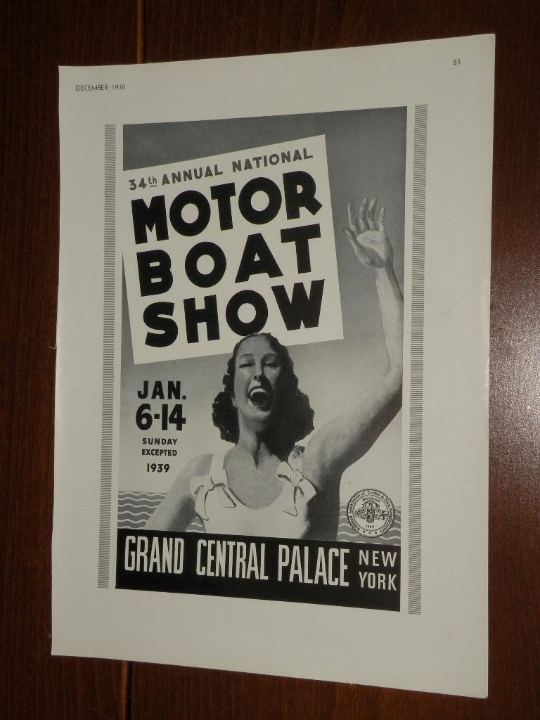Magazine Ad - 1938 - 1939 National Motor Boat Show - New York, NY