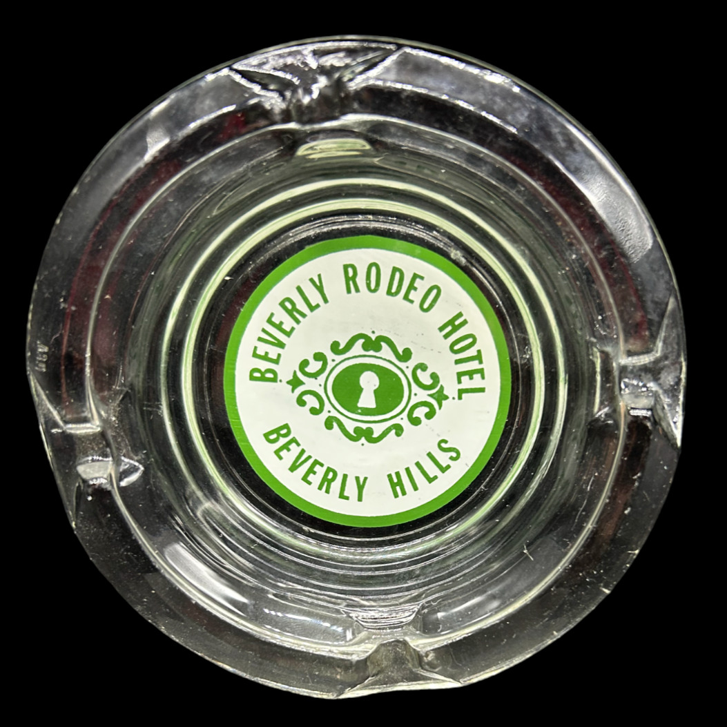 Vintage Beverly Rodeo Hotel  Round Glass Ashtray Beverly Hills CA