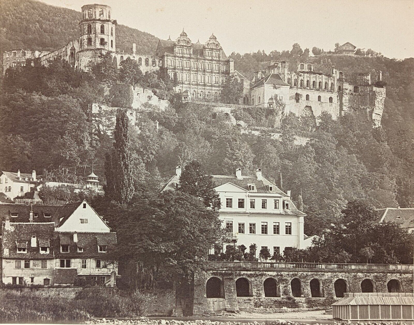 Antique Heidelberg Castle Germany Photograph Lot (2) Large Albumen Prints c1870s