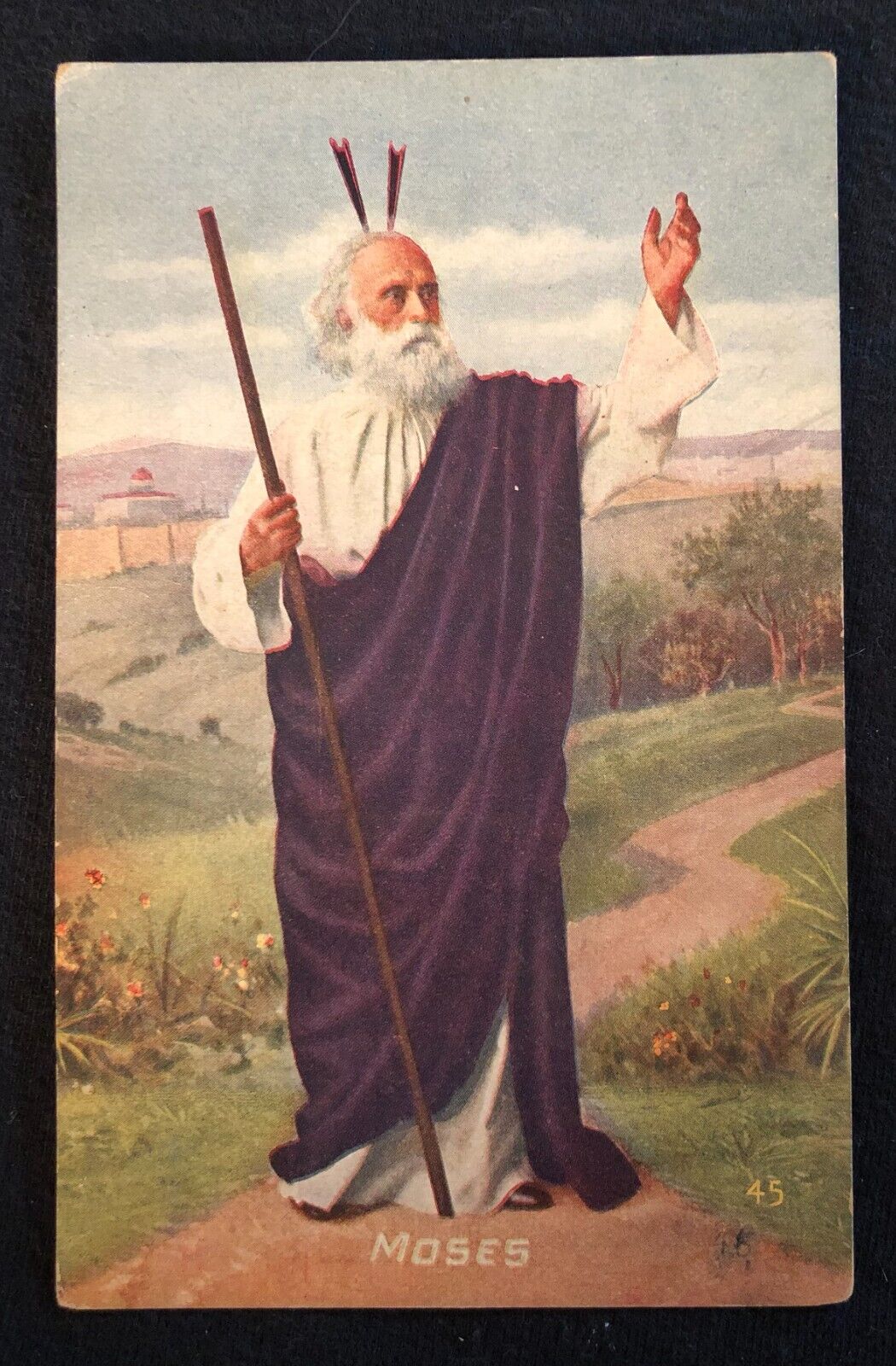 Moses Egypt Exodus Comfort Mag. Passion Play Religious Color Post Card c1910 CF