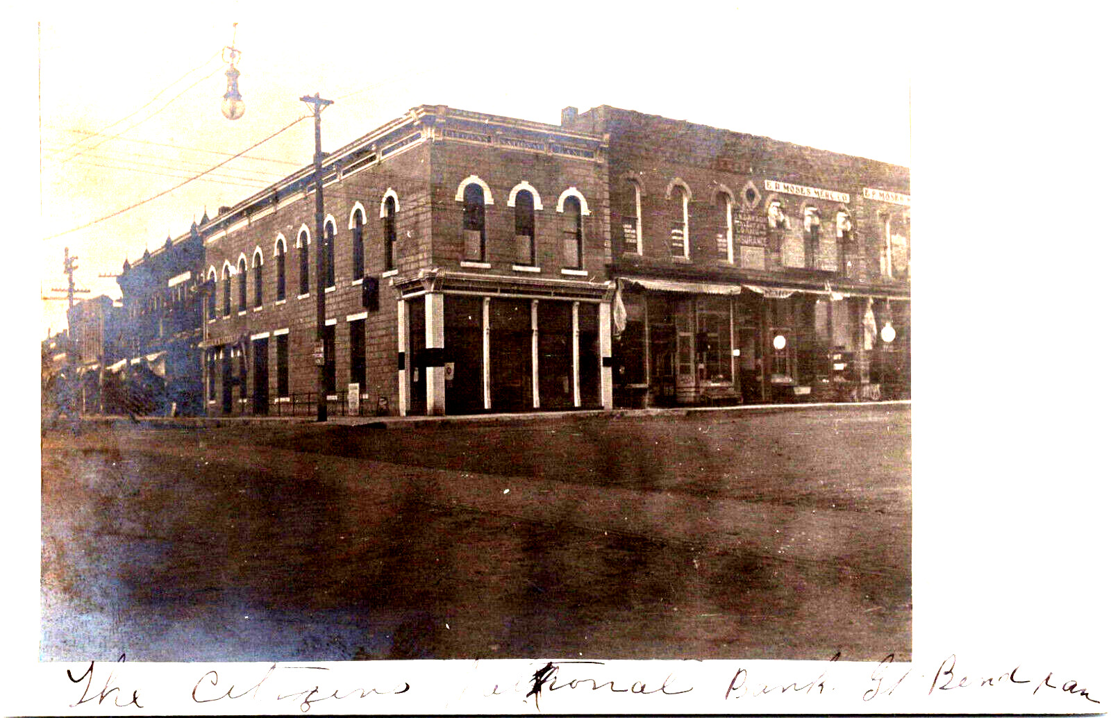Great Bend Kansas RPPC,  Real Photo Postcard c. 1907 Citizens National Bank