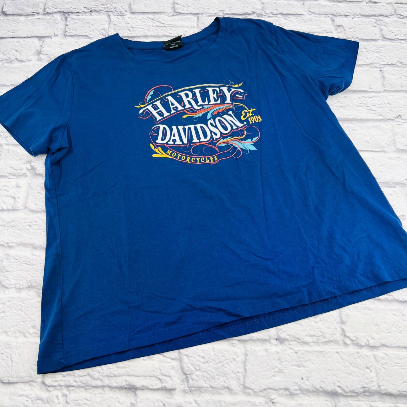 Harley Davidson Red Rock Las Vegas Crewneck T-Shirt 2XL Blue Short Sleeve