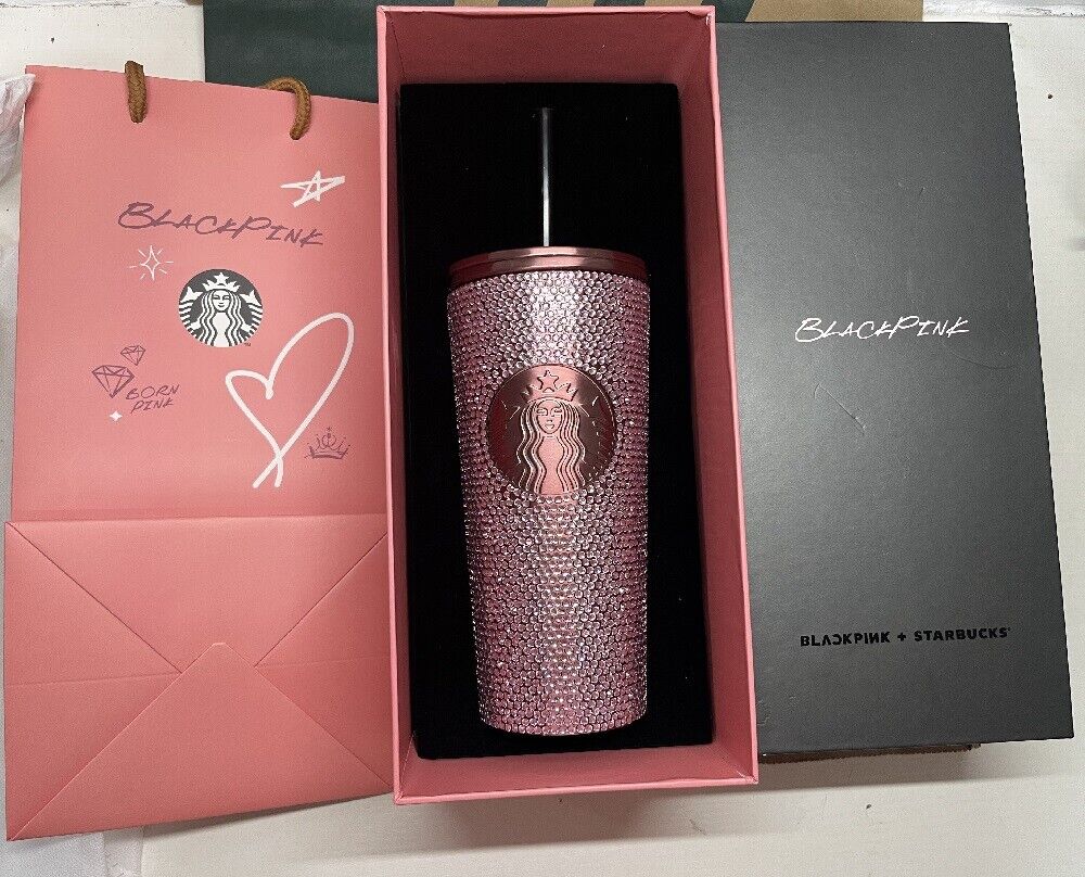 Starbucks 2023New Korea SS Blackpink Rhinestone Cold Cup Gift Box 16oz Real Shot