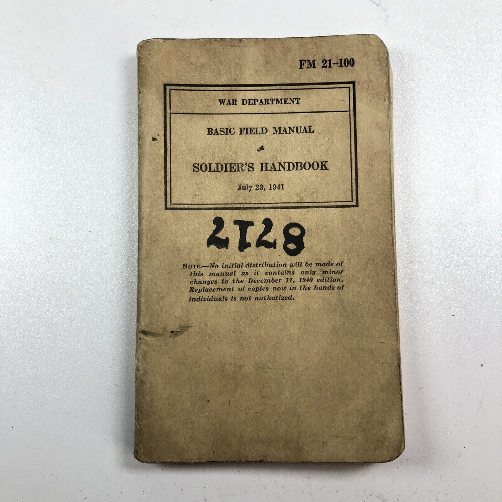 War Department Basic Field Manual Soldiers Handbook WW2 World War 2 July 23 1941