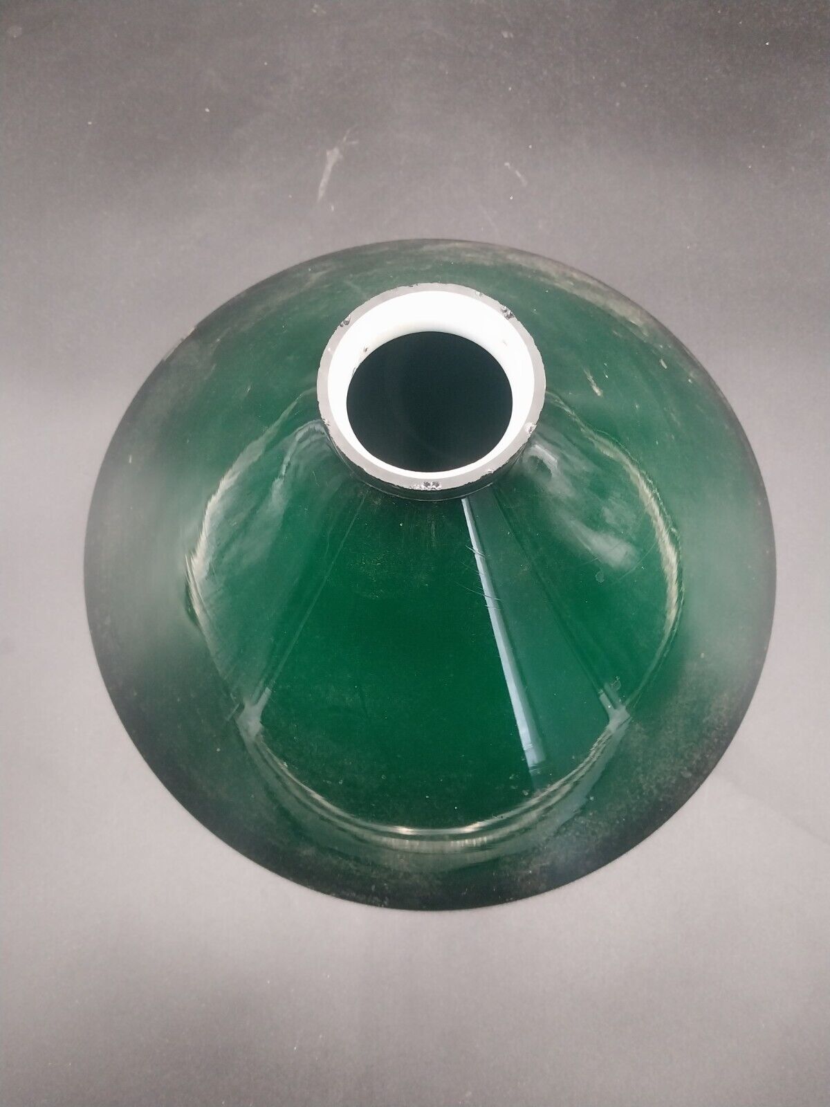 Antique Vintage 10” Emerald Green Cased Slant Milk Glass Shade Desk Bar