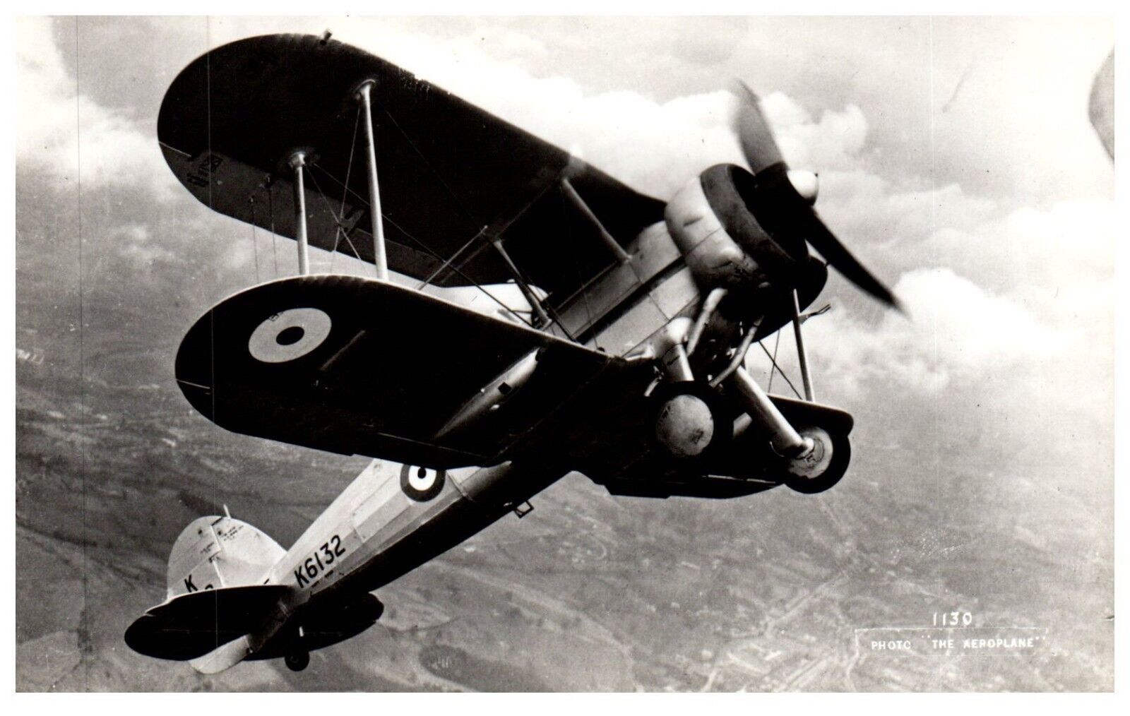 Gloster Gladiator Mk.I K6132 Fourth Built RAF Aerial Climb c.1937 RPPC Postcard