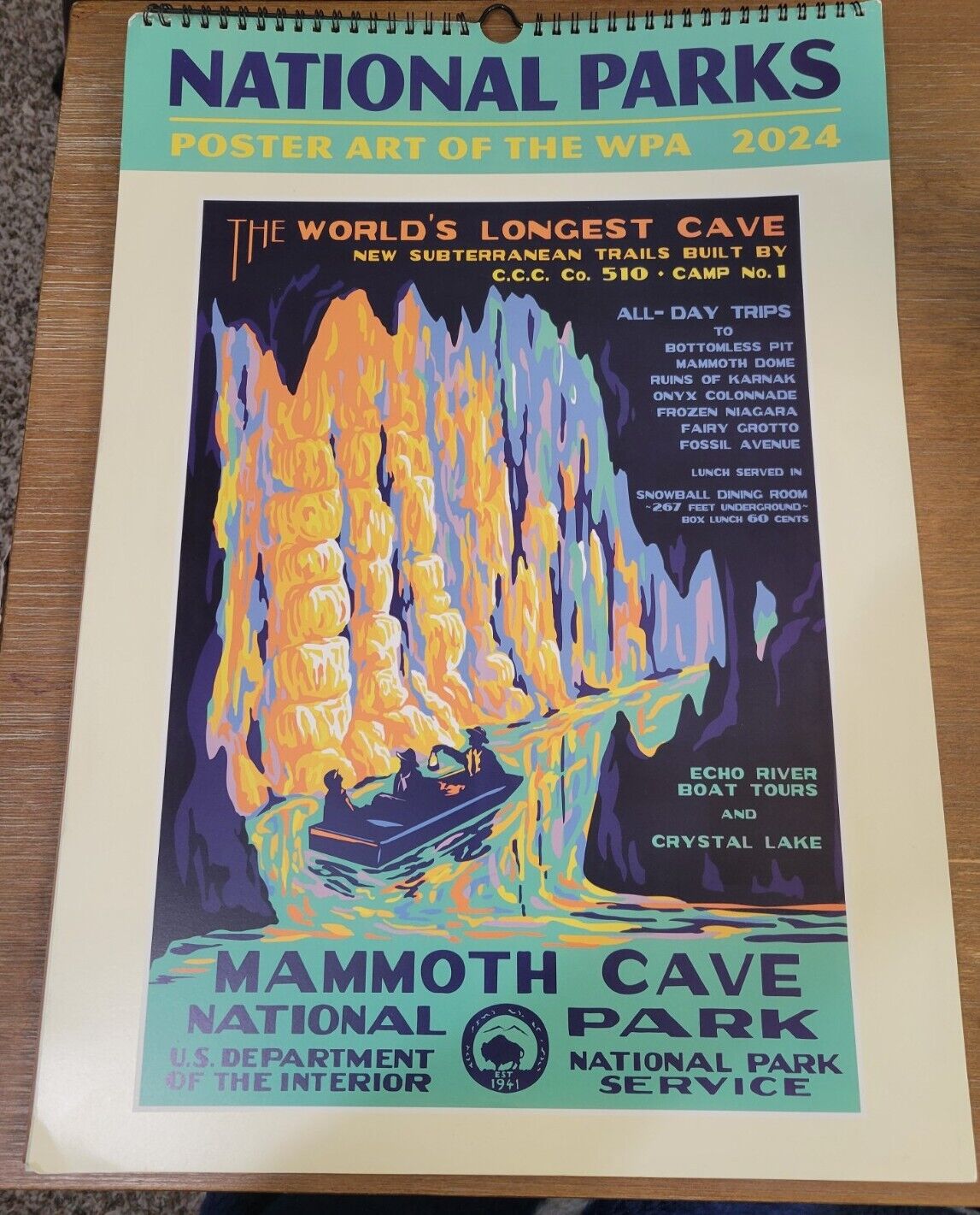 2024 National Parks WPA Poster Art Oversize Wall Calendar 19x13 Collectible Item