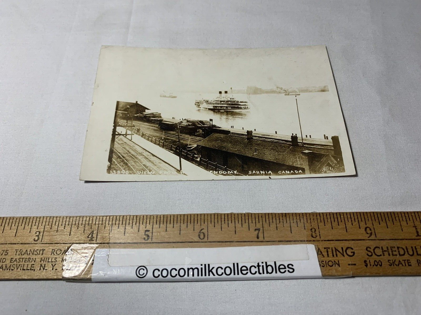 Vint 1900\'s Real Photo Postcard View Hotel Vendome Sarnia Canada Railroad Yard