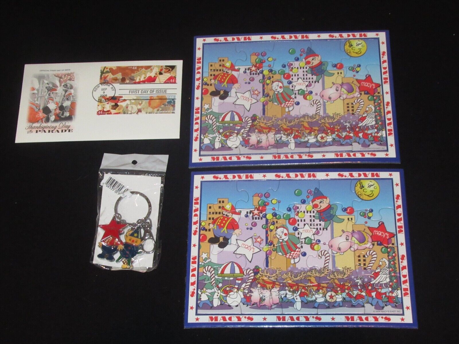 Macy\'s Day Parade NYC Keychain First Day Issue Puzzle Lot (B770)