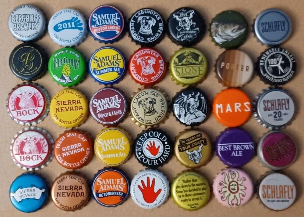 35 different craft beer bottle caps - lot G