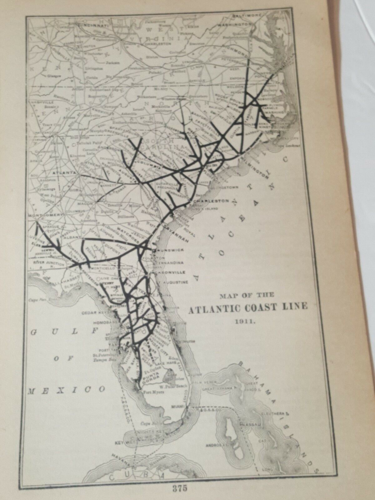 Original 1911 railroad map + 20-page Report ATLANTIC COAST LINE  ~NC SC GA FL RR