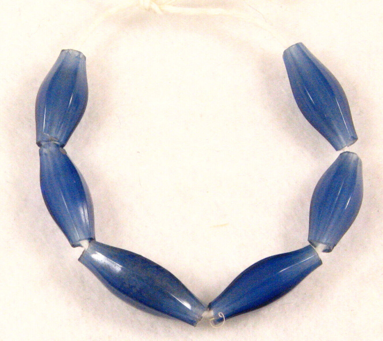 6 Old Bohemian RUSSIAN BLUE Faceted Blown Glass Trade Beads
