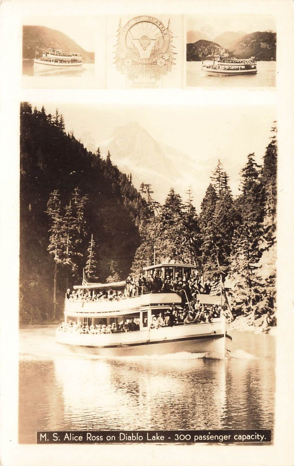 LP22  Seattle Washington Diablo Lake Steamer Alice Ross RPPC Vintage Postcard