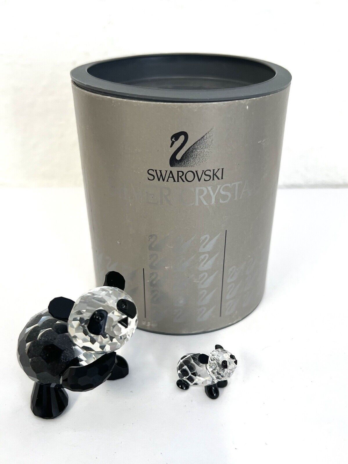 Swarovski Silver Crystal Mother & Baby Panda Figurine 7611 NR 000 001  002