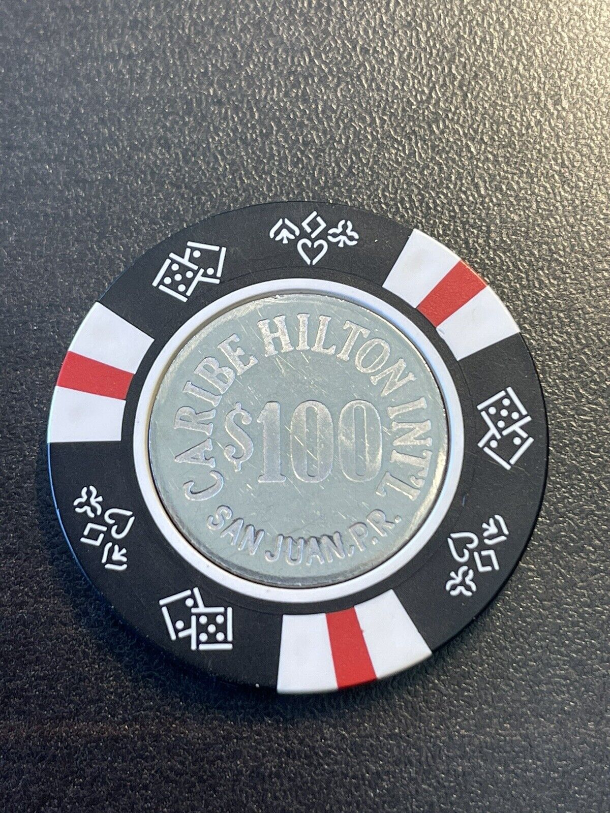 $100 Caribe Hilton San Juan Puerto Rico Casino Chip CHC-100E *Very Very Rare*