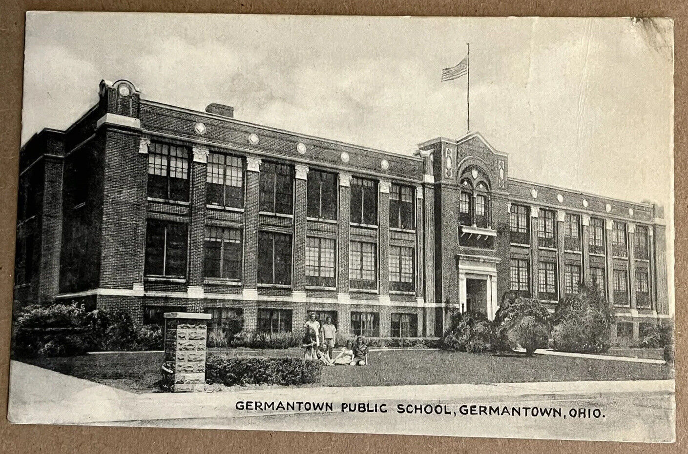 Germantown Ohio Public School Building Vintage Postcard  c1920