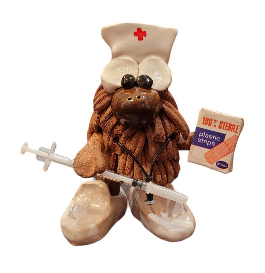 THE HARRIE COMPANY 1979-1999 Whimsical CLAY Nurse Figure VINTAGE Handmade