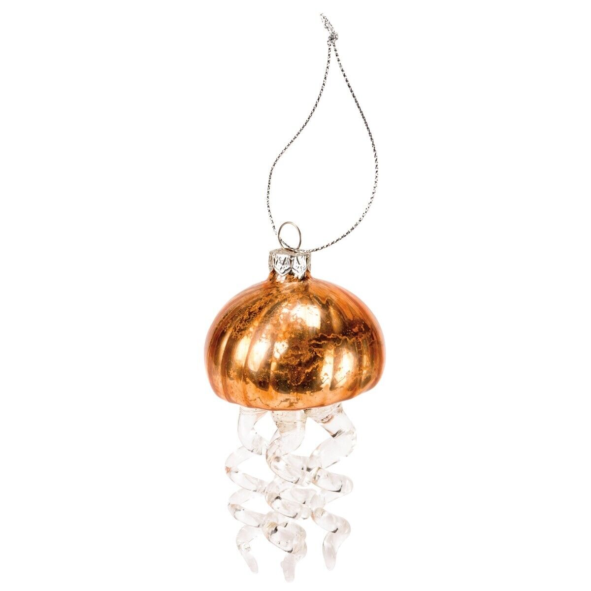 Metallic glass jellyfish ornament/gold/copper and clear /Christmas