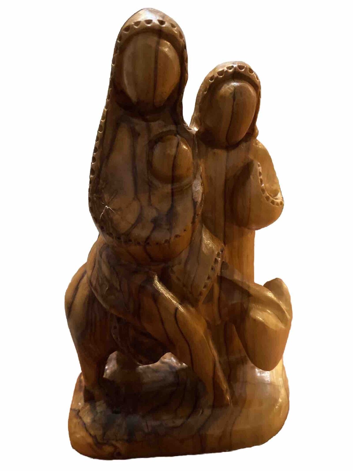 Vintage Hand Carved Olive Wood Holy Family Flight to Egypt Figure