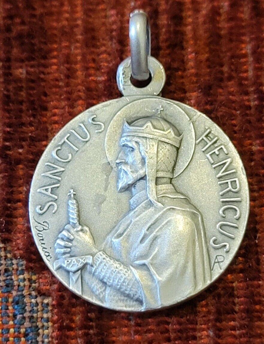 St. Henry Vintage & New Sterling Medal Catholic France Patron Of The Handicapped