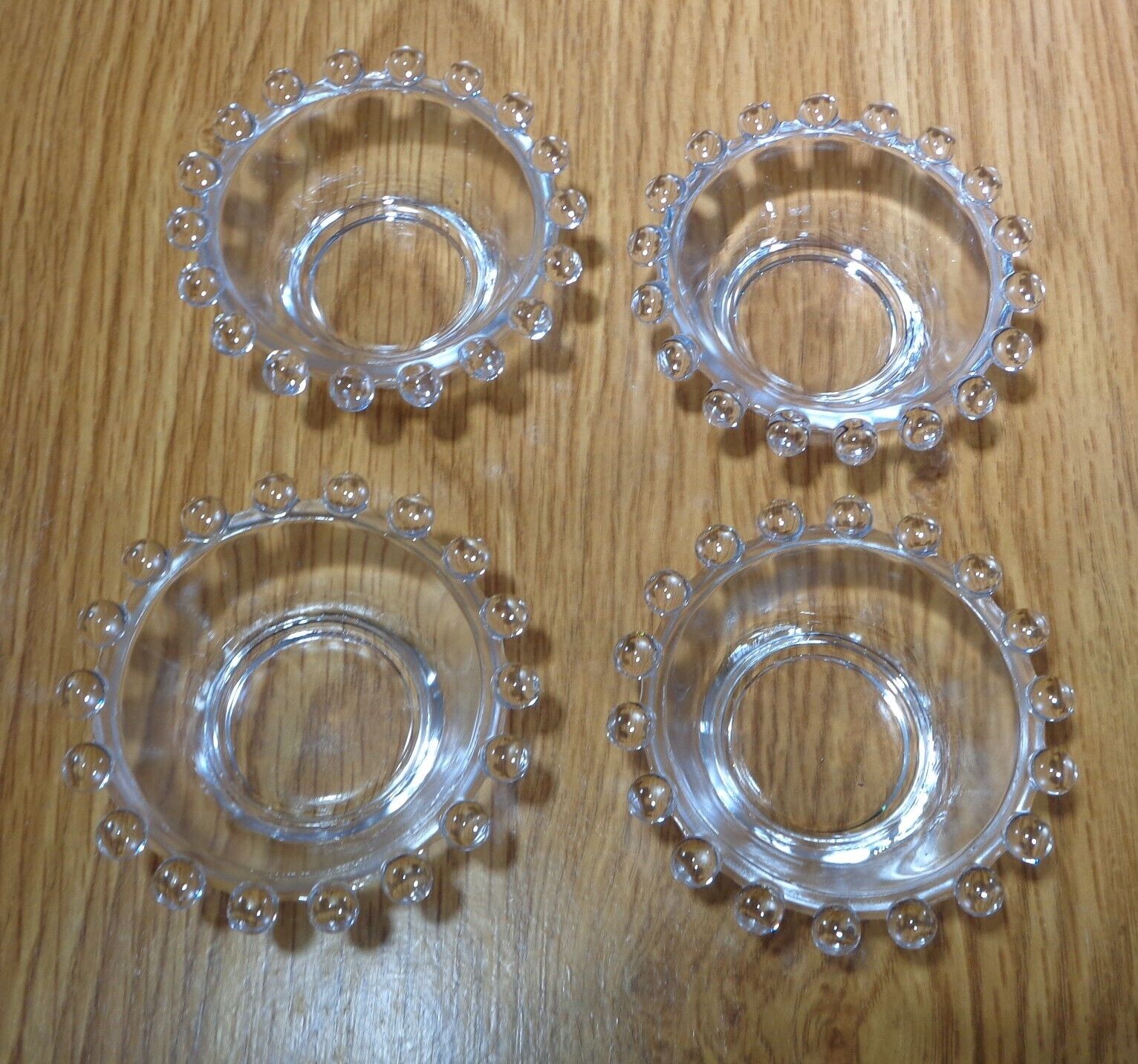 Imperial Candlewick Small Salt Dips Clear Beaded Glass Vintage MCM Set of 4