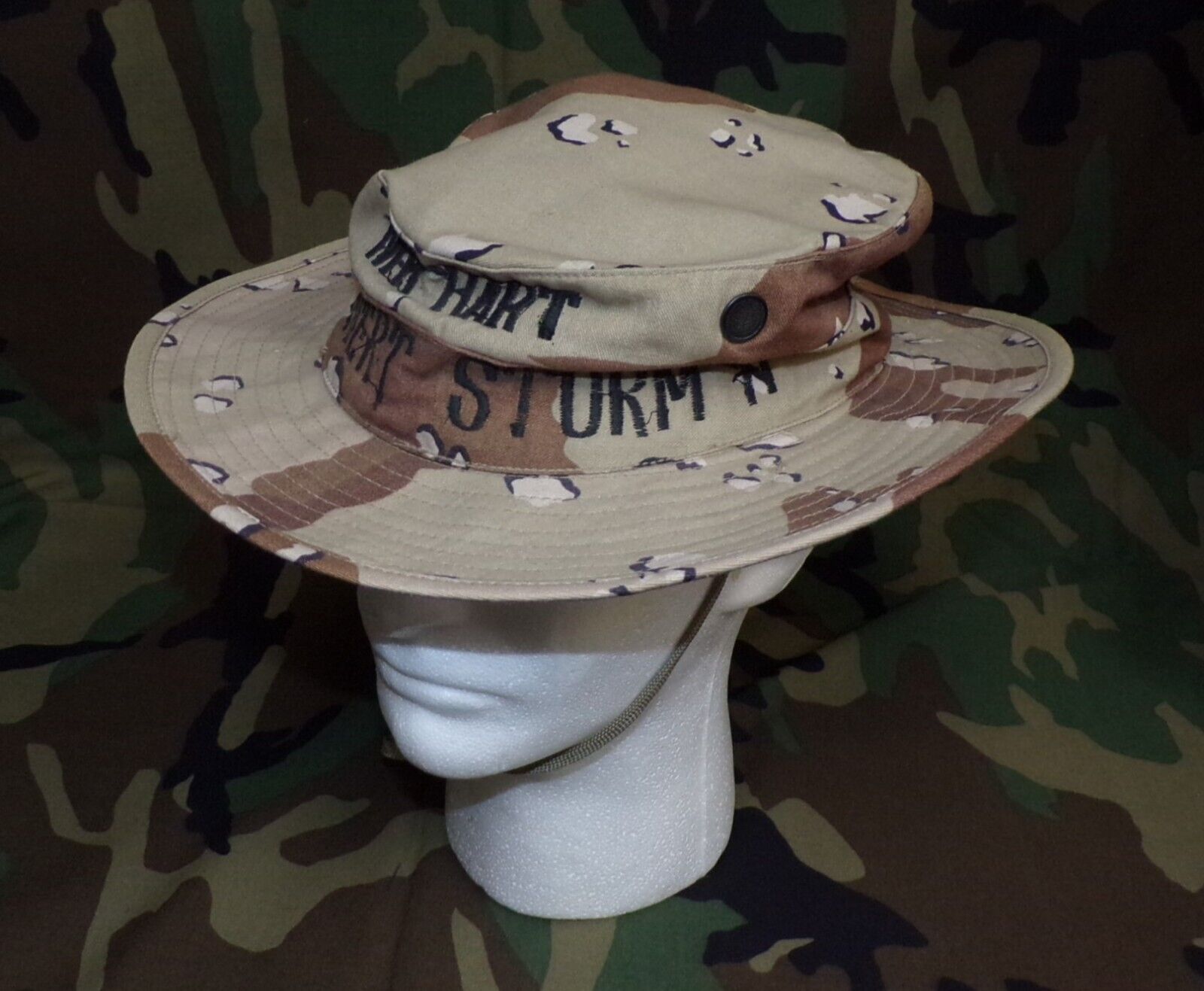 Original Desert Storm Custom Embroidered DBDU Camo Boonie Hat 1990