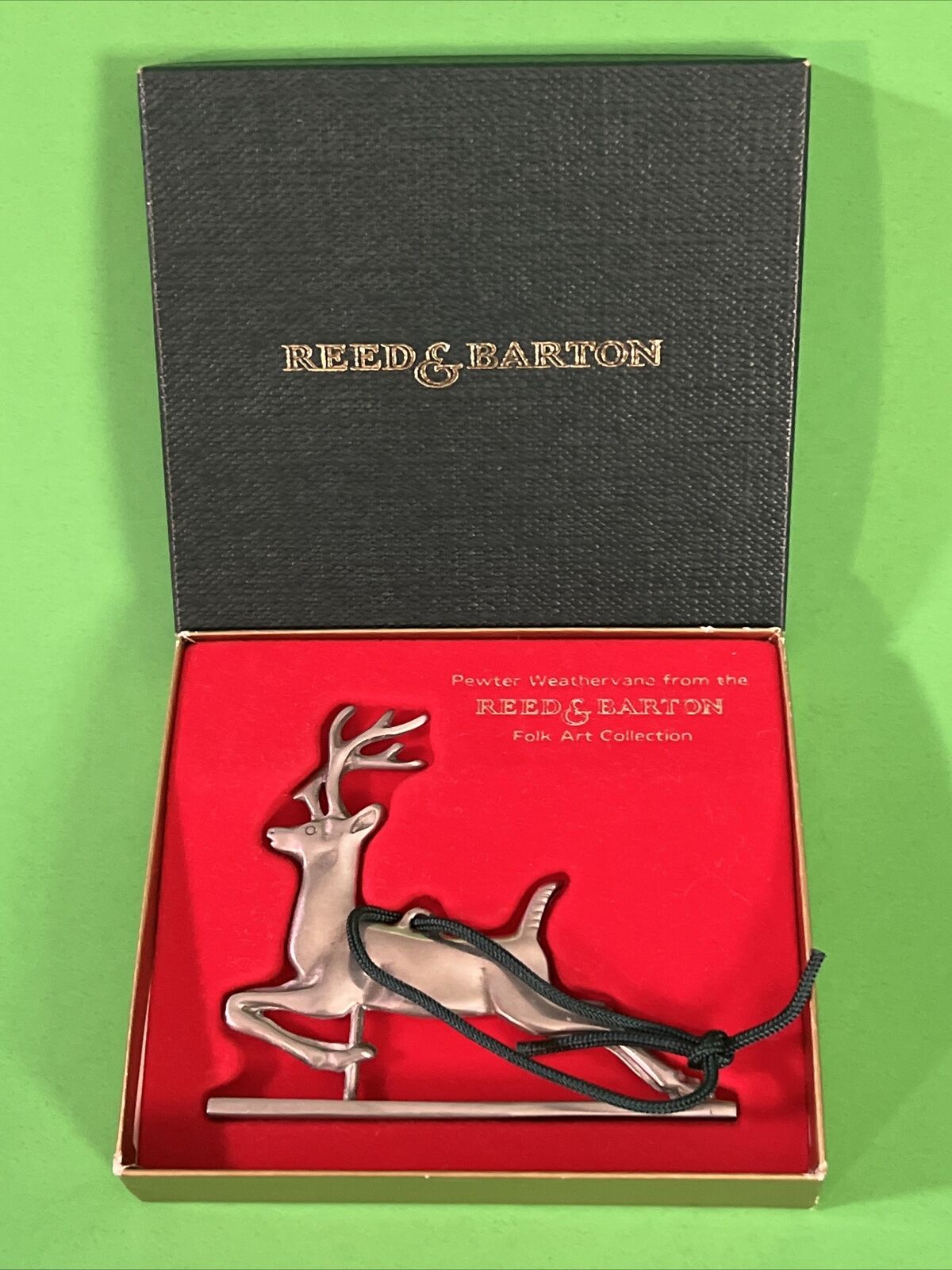 Reed & Barton Deer Sleigh Christmas Ornament Handcrafted Silver Siver Vintage