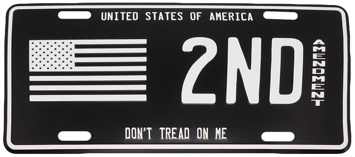 2nd Amendment USA Gadsden NRA Gun Patriot America License Plate Front Auto Tag