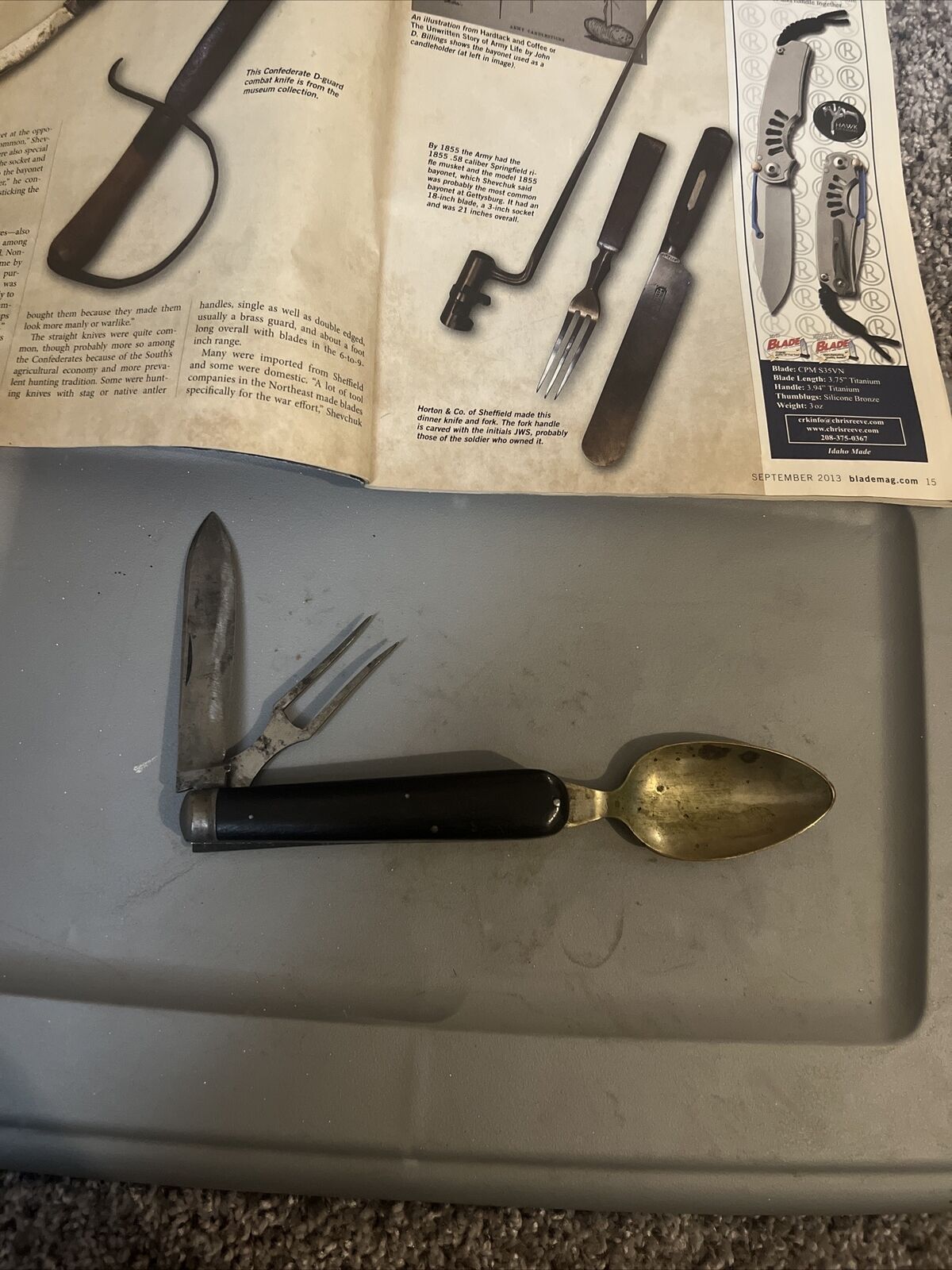 Civil War Union Knife Co. Hobo Knife Fork Spoon
