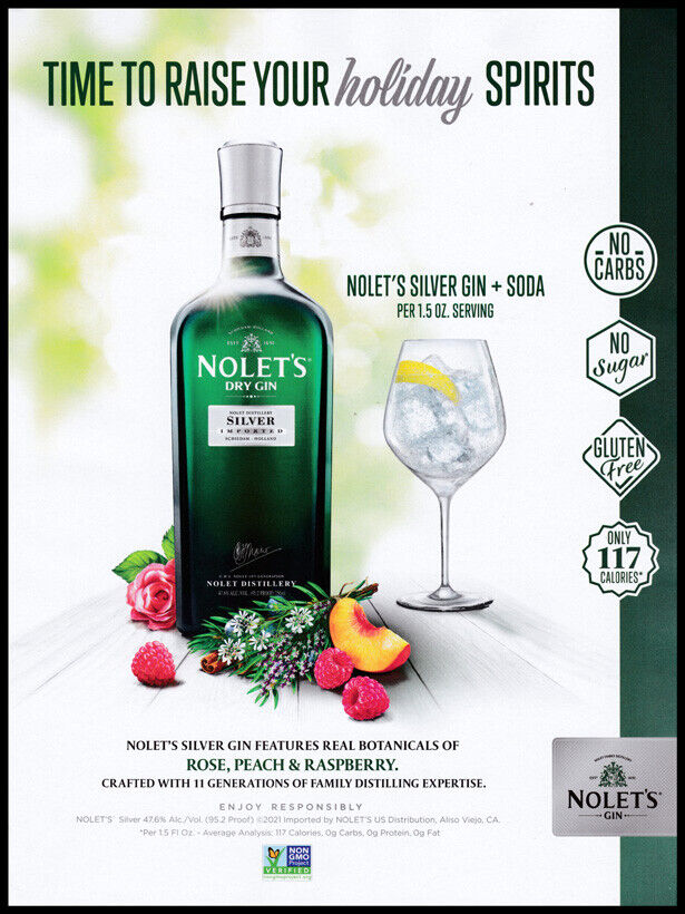 Nolets silver gin 1-pg print ad 2021 green bottle & goblet