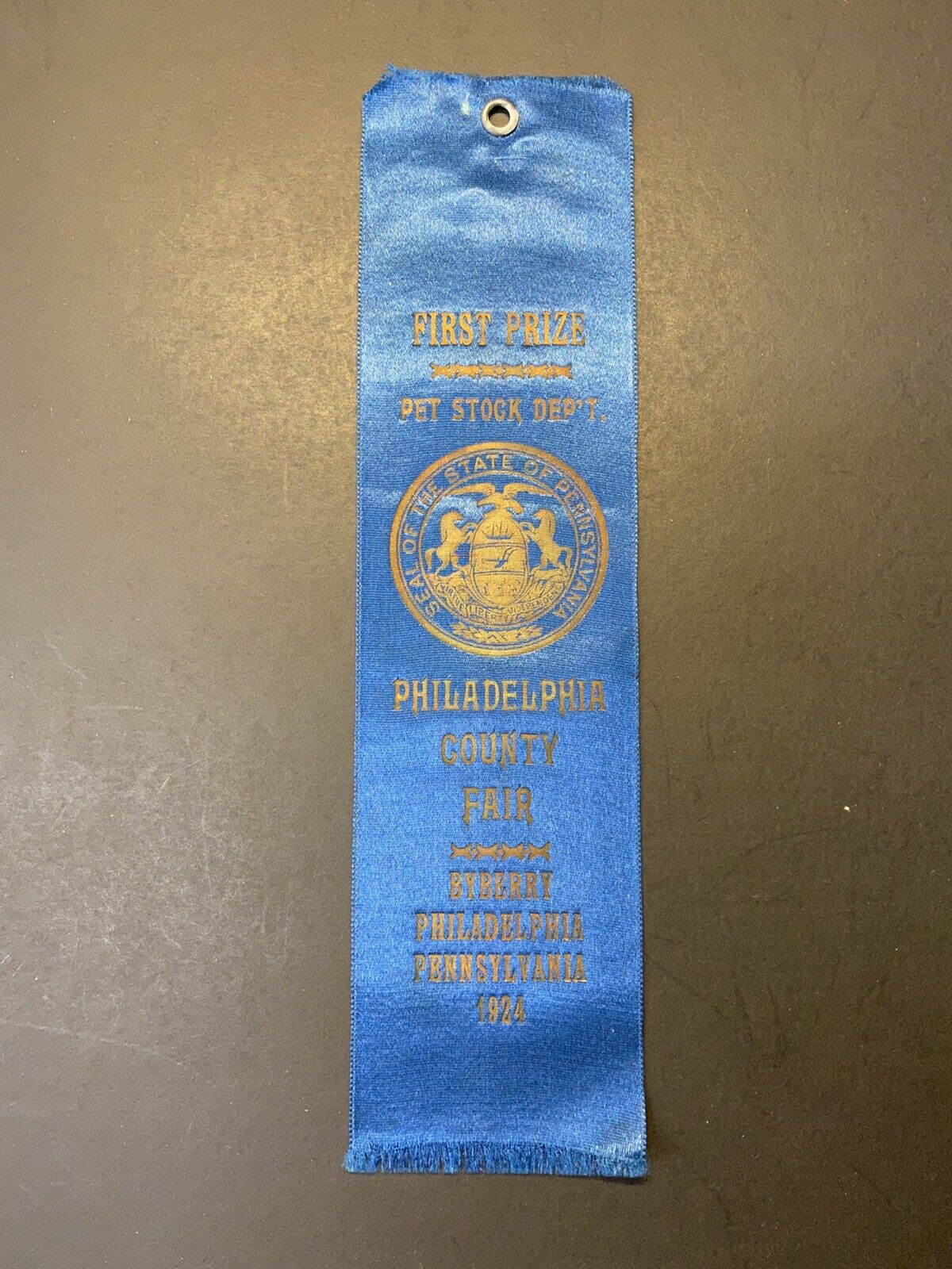 Vintage 1924 Byberry Philadelphia County Fair Pet Stock 1st Prize Ribbon Award 