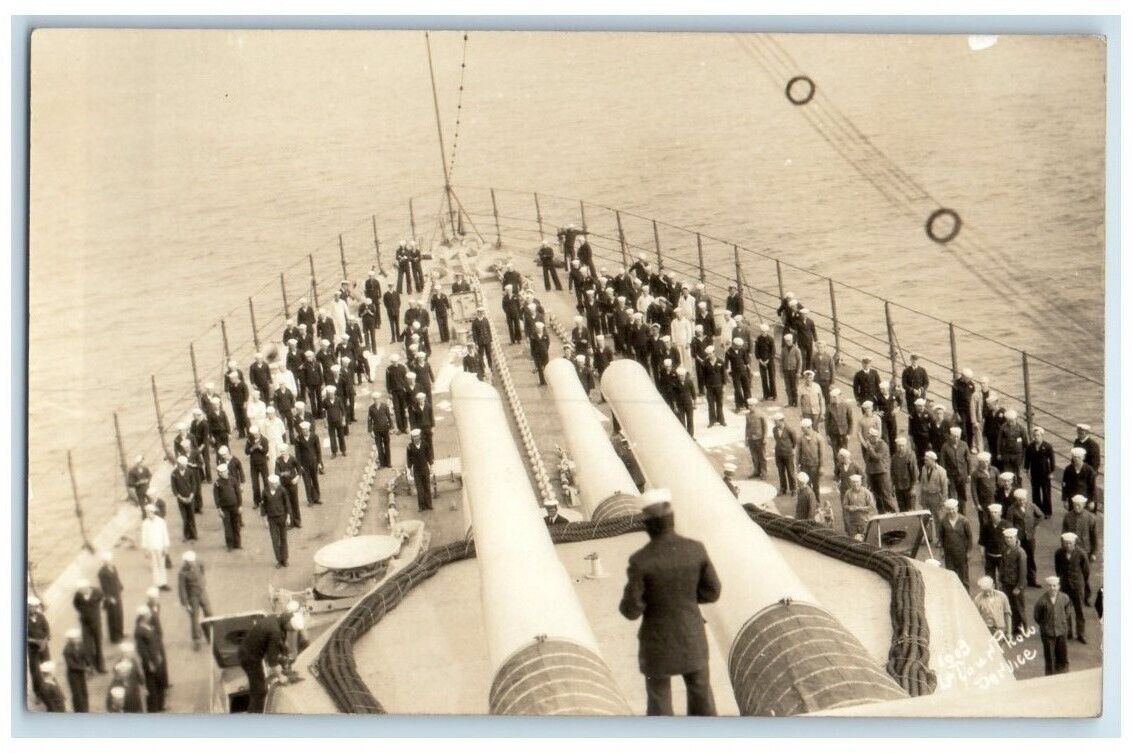 c1920\'s USS Colorado Deck View Standing By Physical Drill  RPPC Photo Postcard