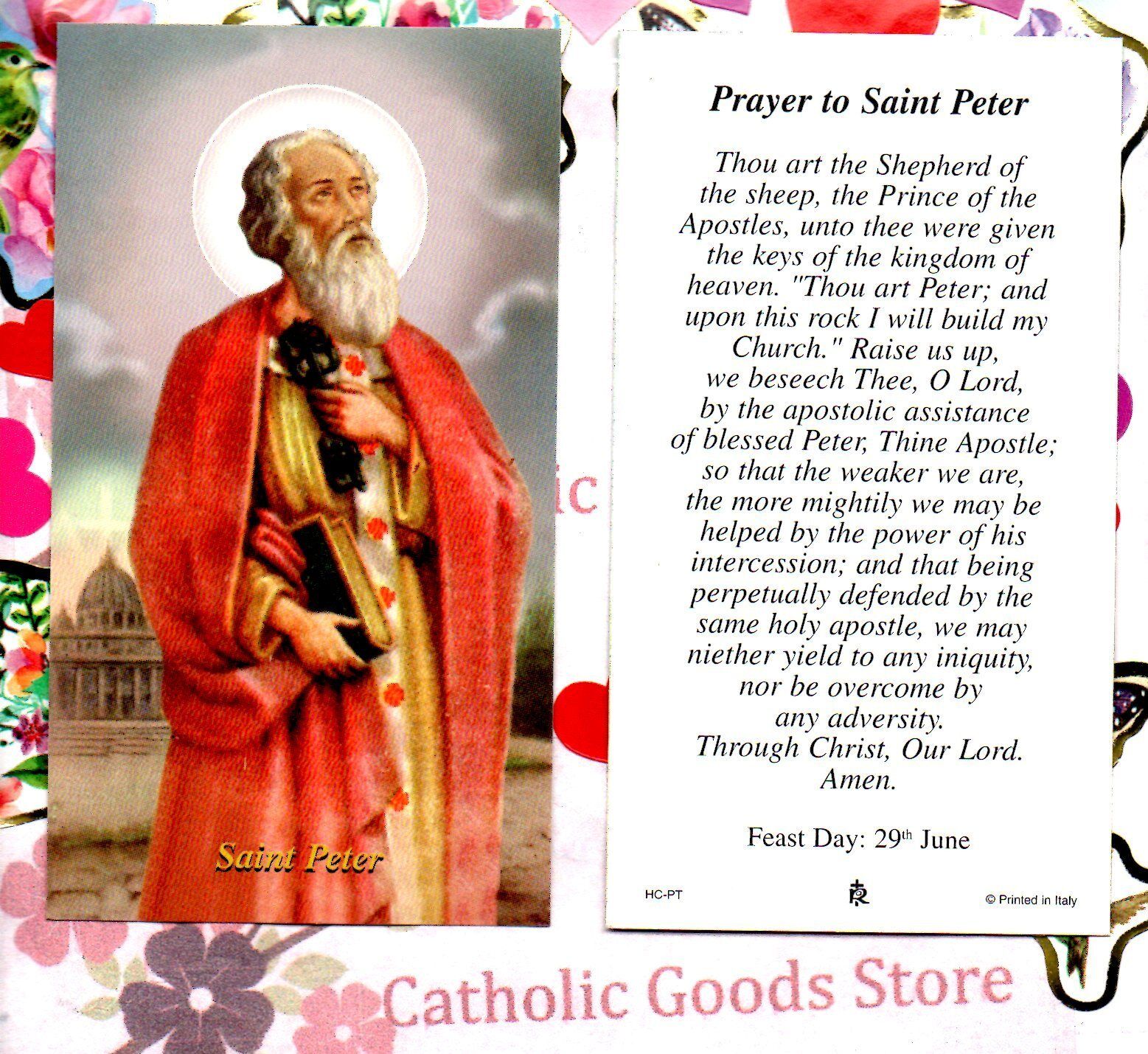St. Peter with Prayer to Saint Peter  - Paperstock Holy Card