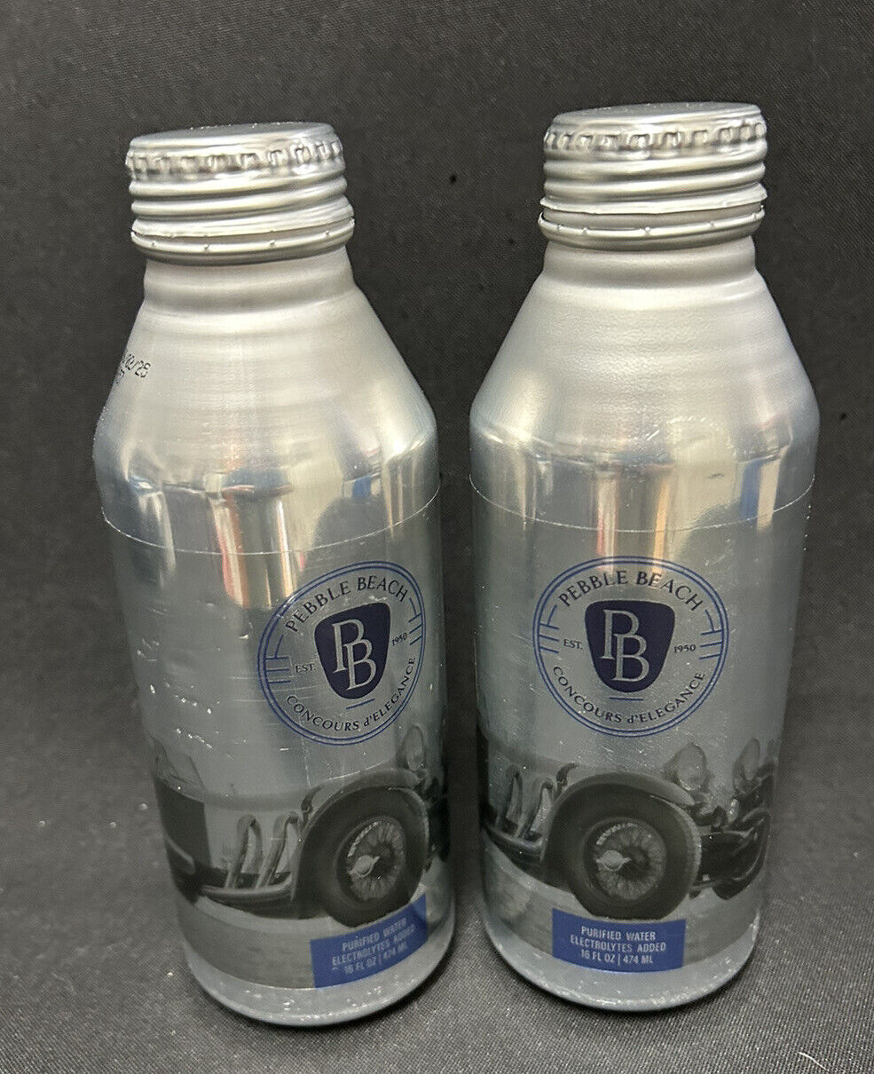 Pebble Beach Metal Water Bottles Reusable - Empty 16 oz - Lot of 2 - 1917 MB