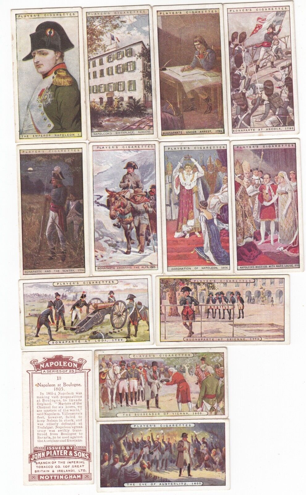 Complete Set of 25 Vintage NAPOLEON BONAPARTE Cards from 1916