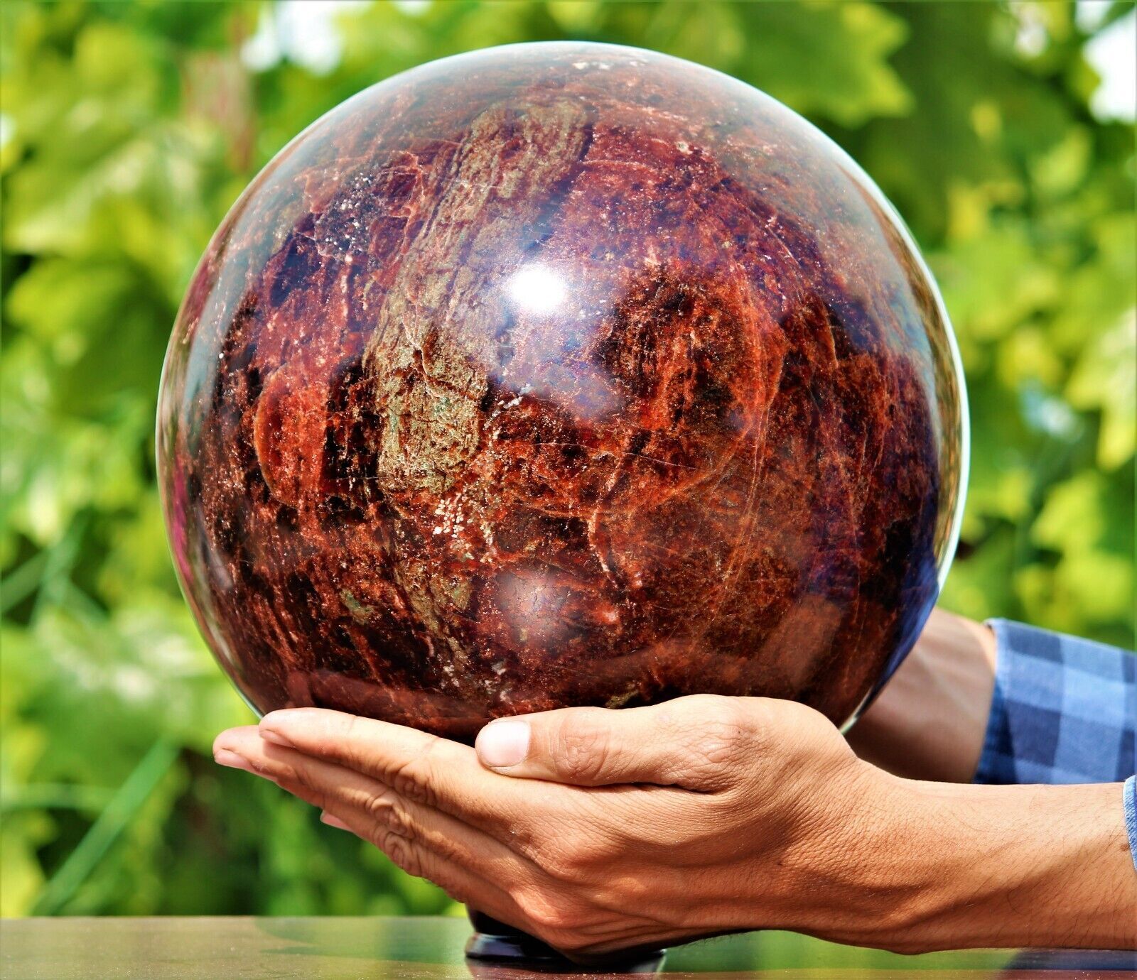 Huge 23cm/50lb Red Almandine Garnet Crystal Healing Gemstone Decor Sphere Globe