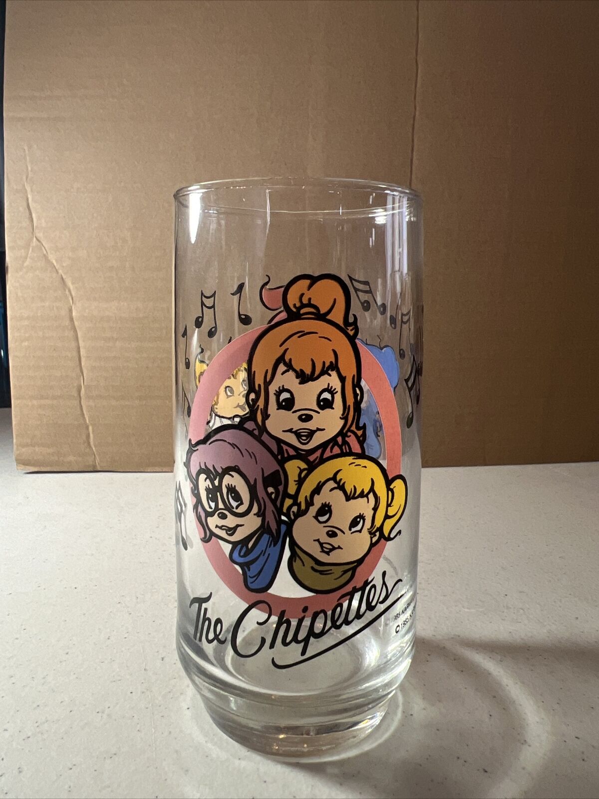 Vintage 1985 The Chipettes Glass Drinking Cup Karman/Ross Productions Hardee’s