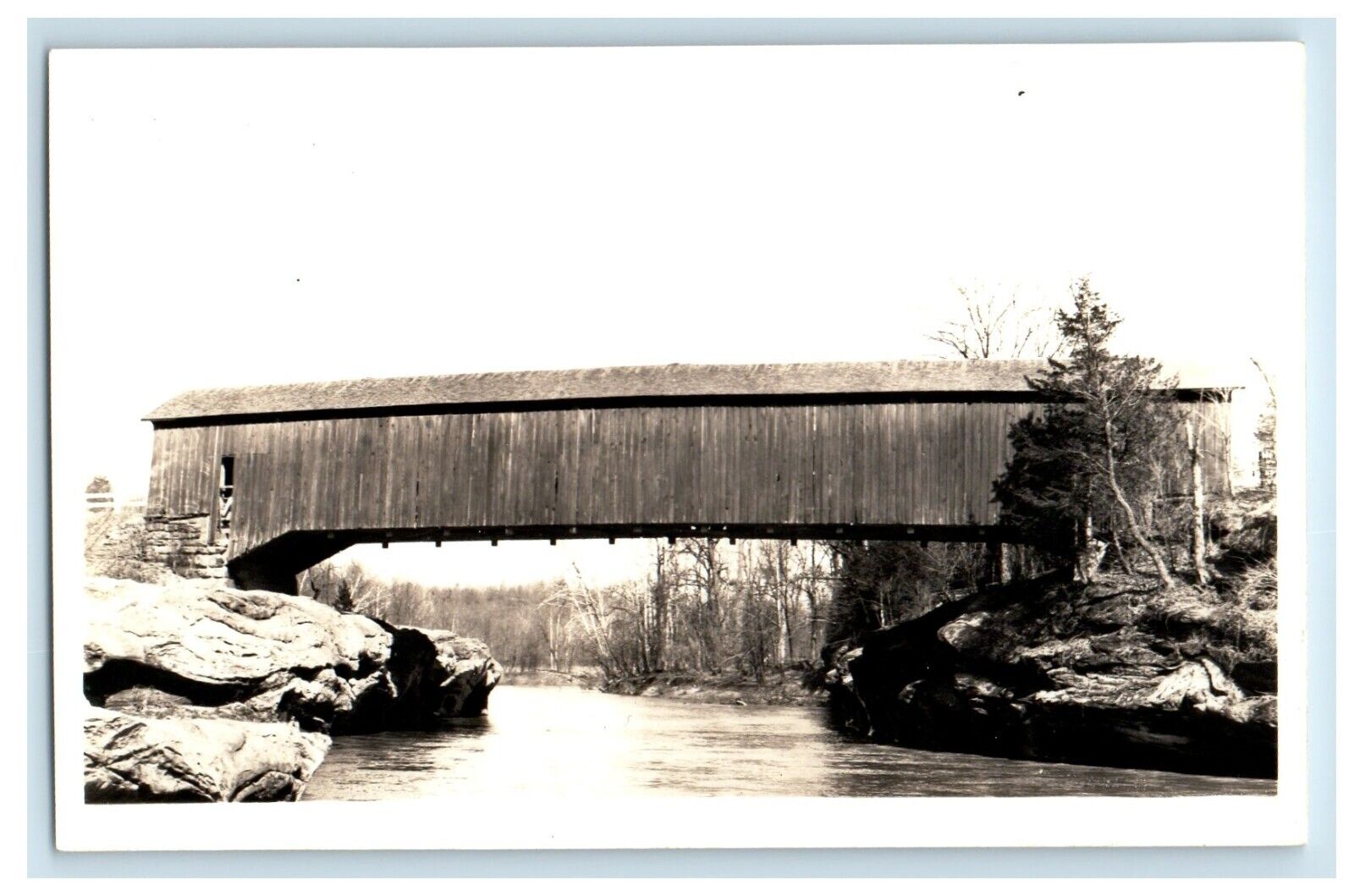 c1940's Narrows Covered Bridge Bloomington IN, Parke Co. RPPC Photo Postcard