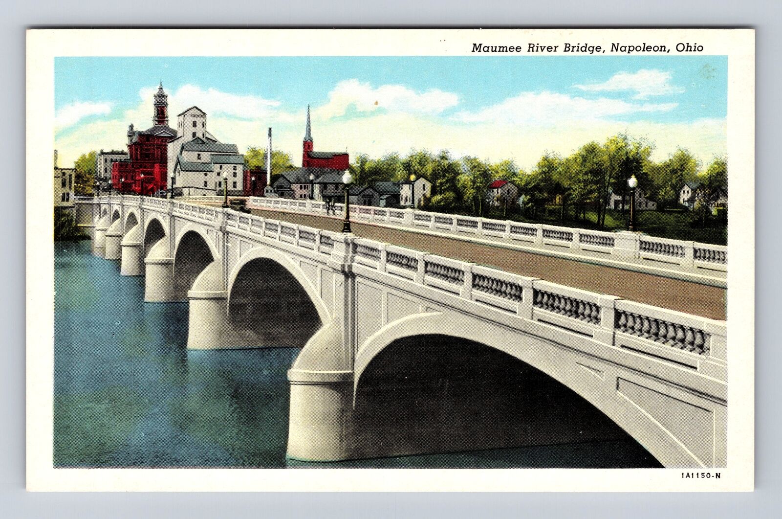 Napoleon OH-Ohio, Maumee River Bridge, Antique Vintage Souvenir Postcard