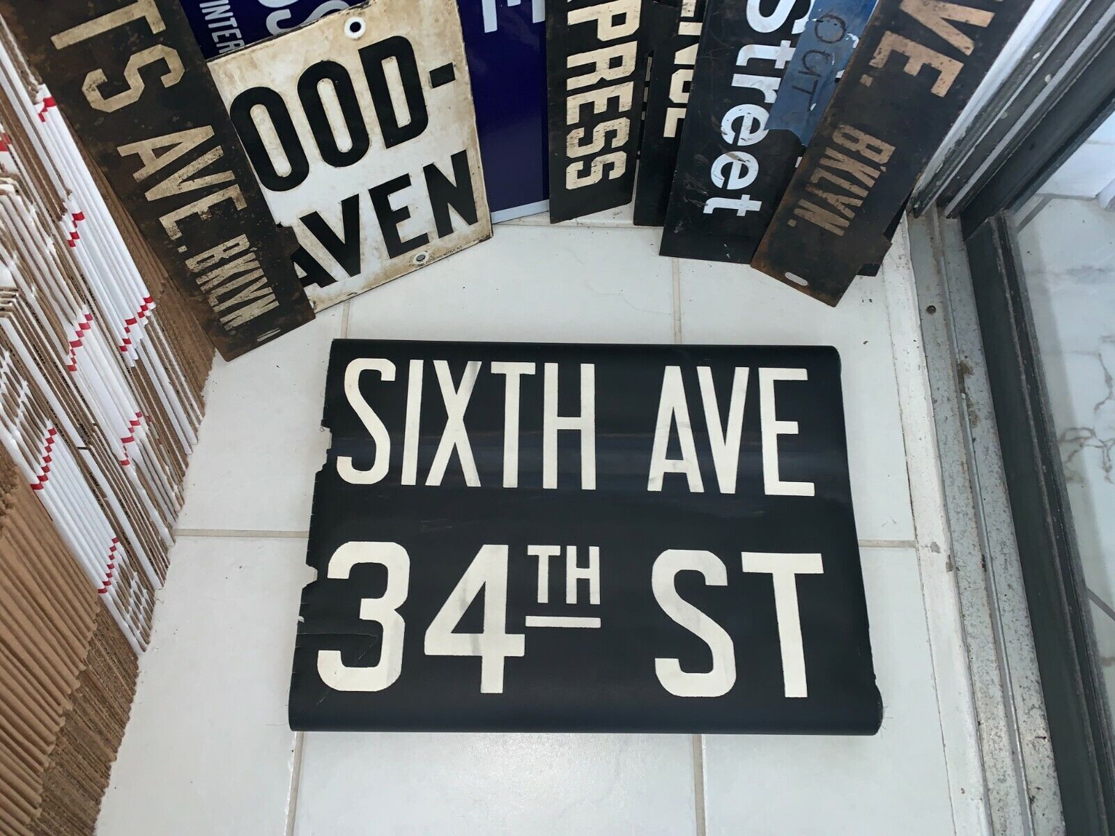 NY NYC SUBWAY ROLL SIGN SIXTH AVENUE 34TH STREET MIDTOWN MANHATTAN HERALD SQUARE