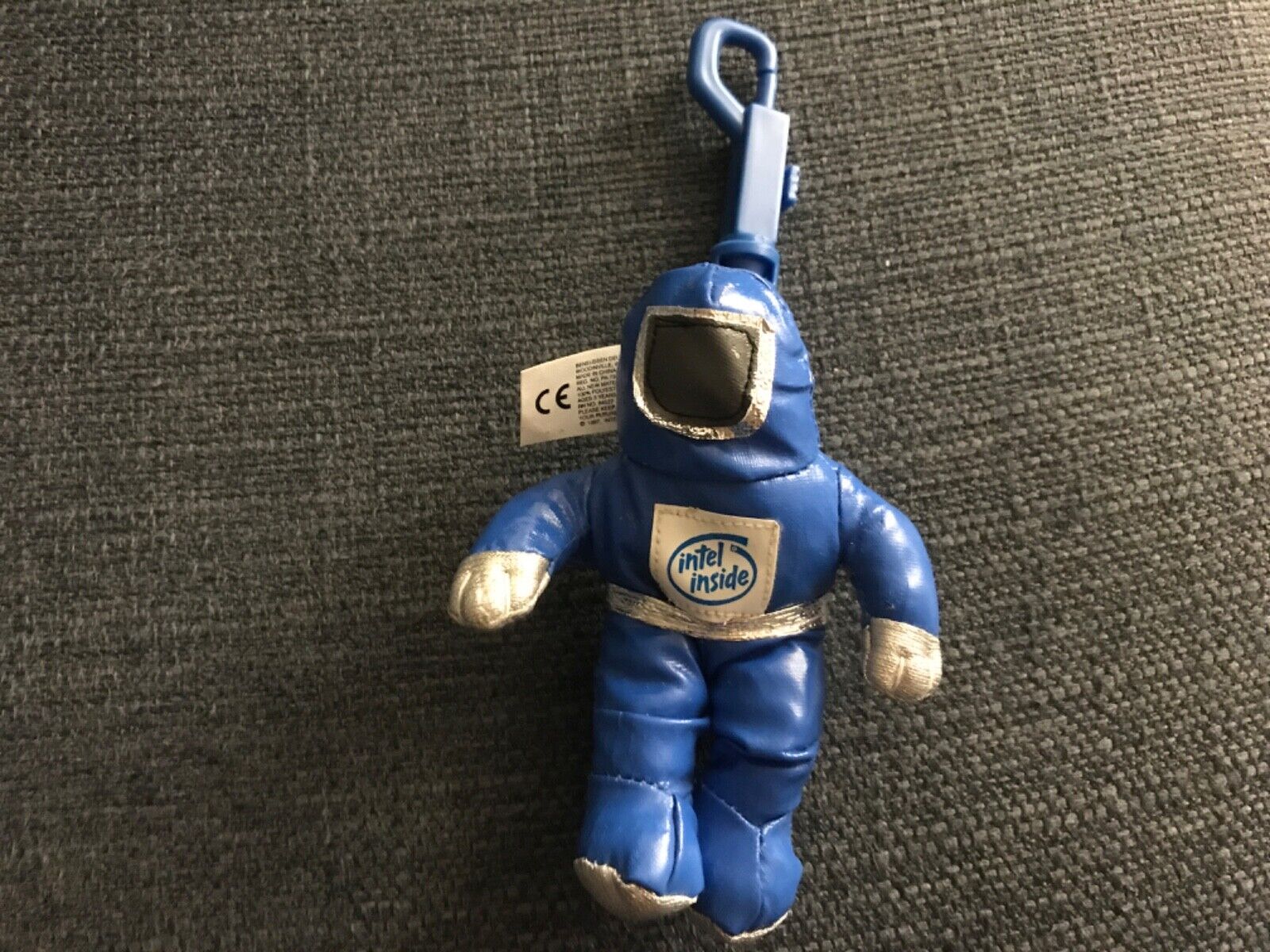 1997 INTEL  Inside Blue Outfit Bunny People Keychain Key Fob Backpack decor LN