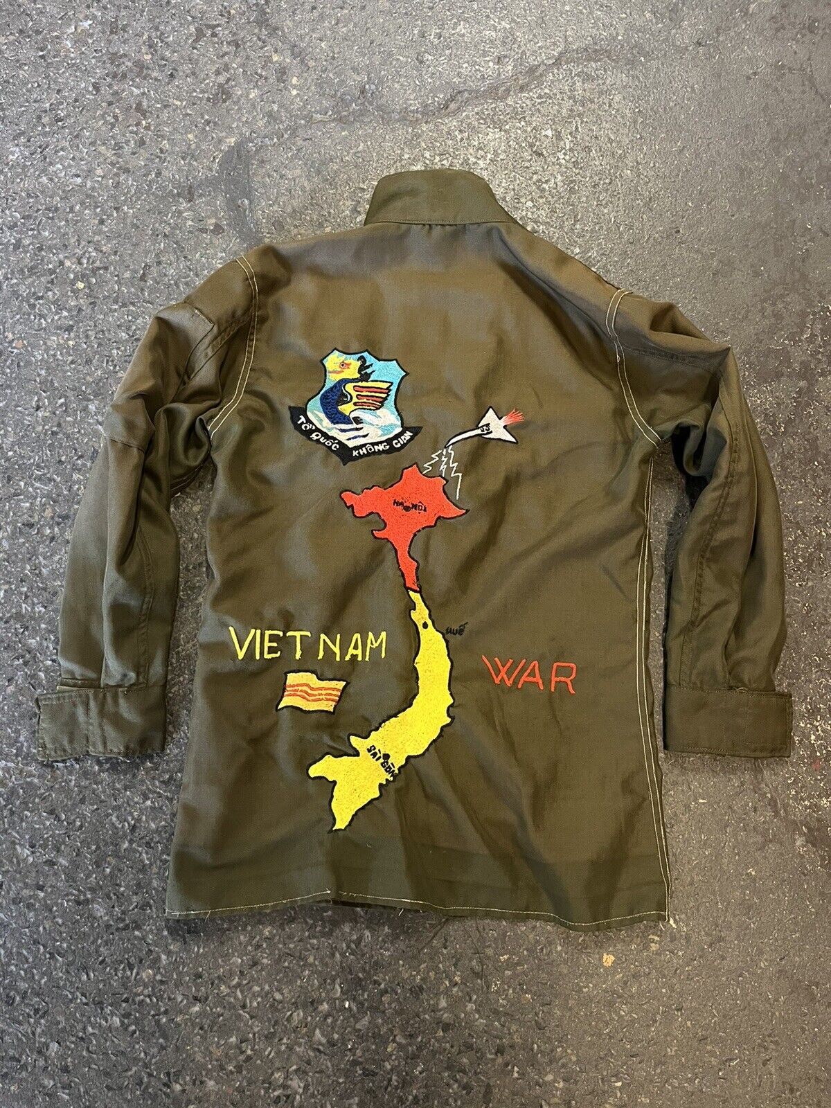 Rare 1960’s Vietnam War Souvenir Flight Jacket RVN Air Force Embroidery Original