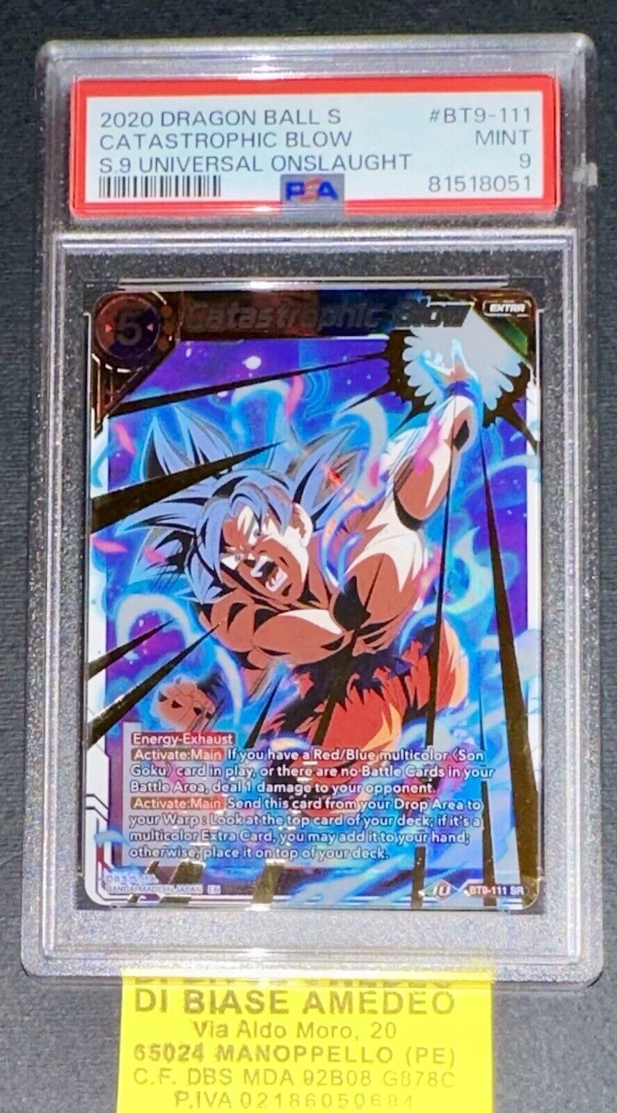 PSA 9 CATASTROPHIC BLOW BT9-111 SR S.9 UNIVERSAL ONSLAUGHT DB SUPER CARD GAME