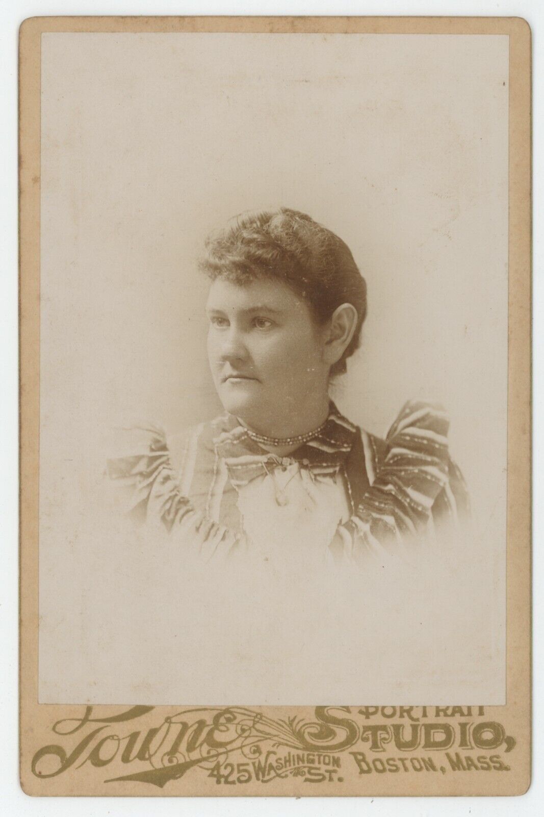 Antique Circa 1880s ID'd Cabinet Card Woman Named Hannah Jane Adams Boston, MA