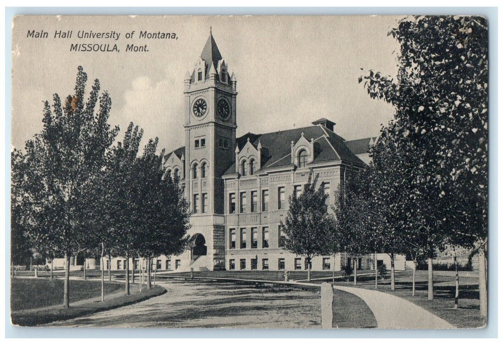 c1910 Main Hall University Exterior Building Missoula Montana Vintage Postcard