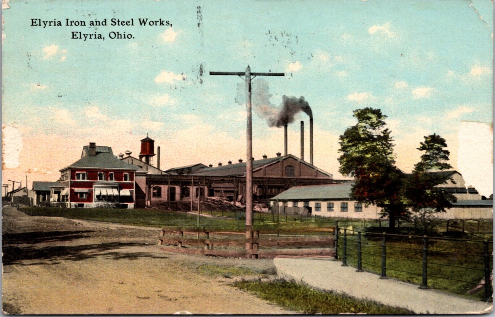Postcard Elyria Iron and Steel Works in Elyria, Ohio