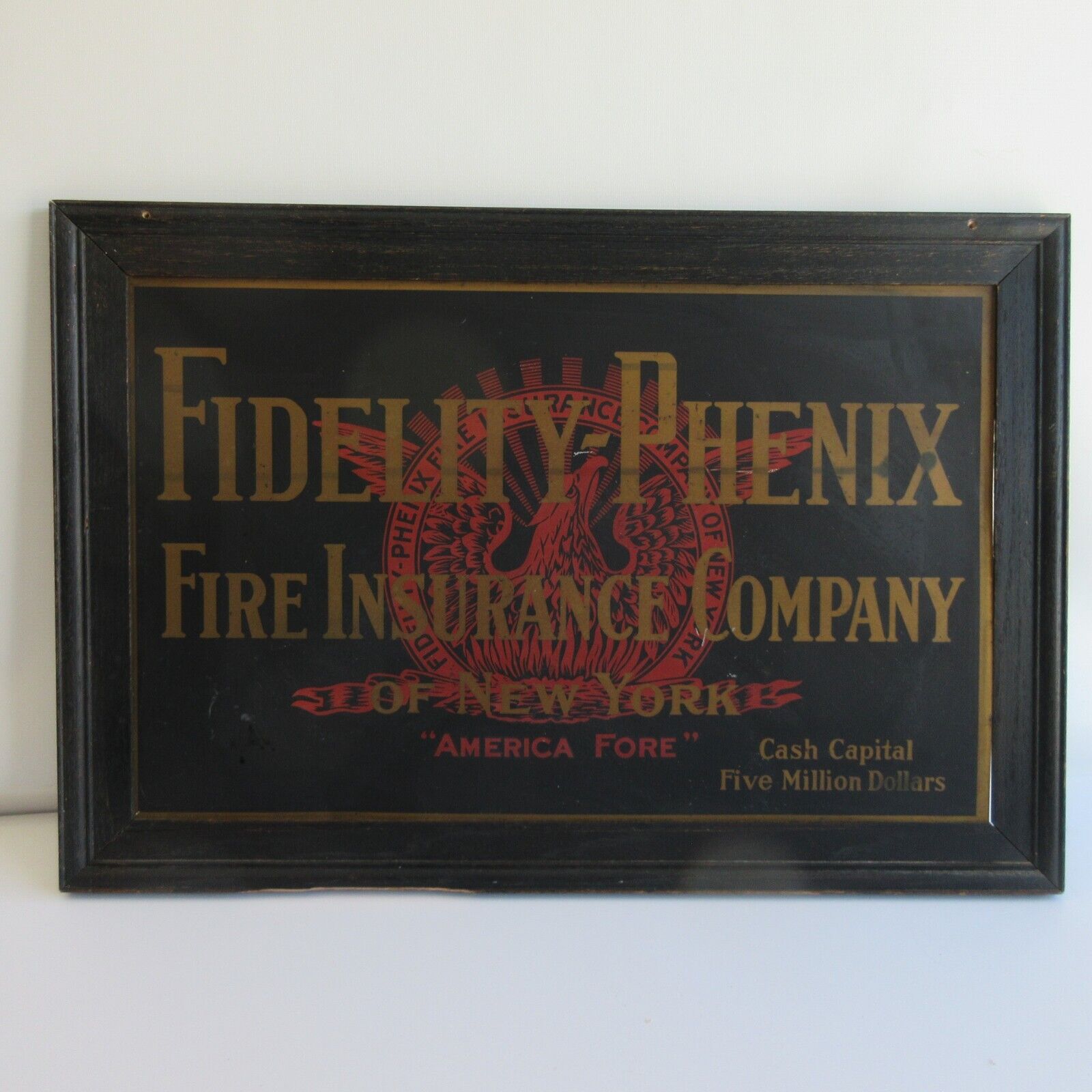 ANTIQUE Fidelity-Phenix Fire Insurance Co of New York NY Wood / Metal Sign