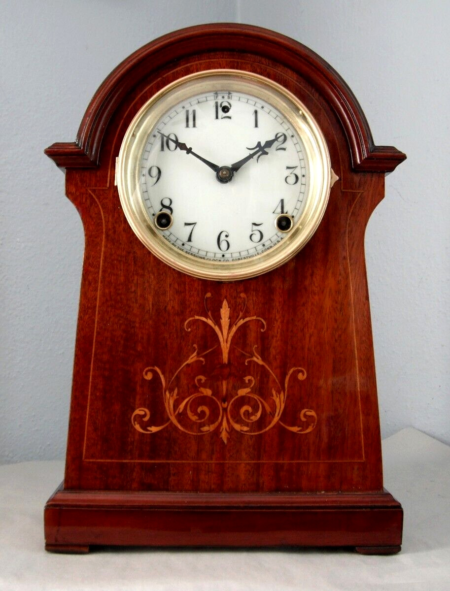 Old Antique Sessions Mahogany Mantel Shelf Clock Plymouth 1910 Fully Restored